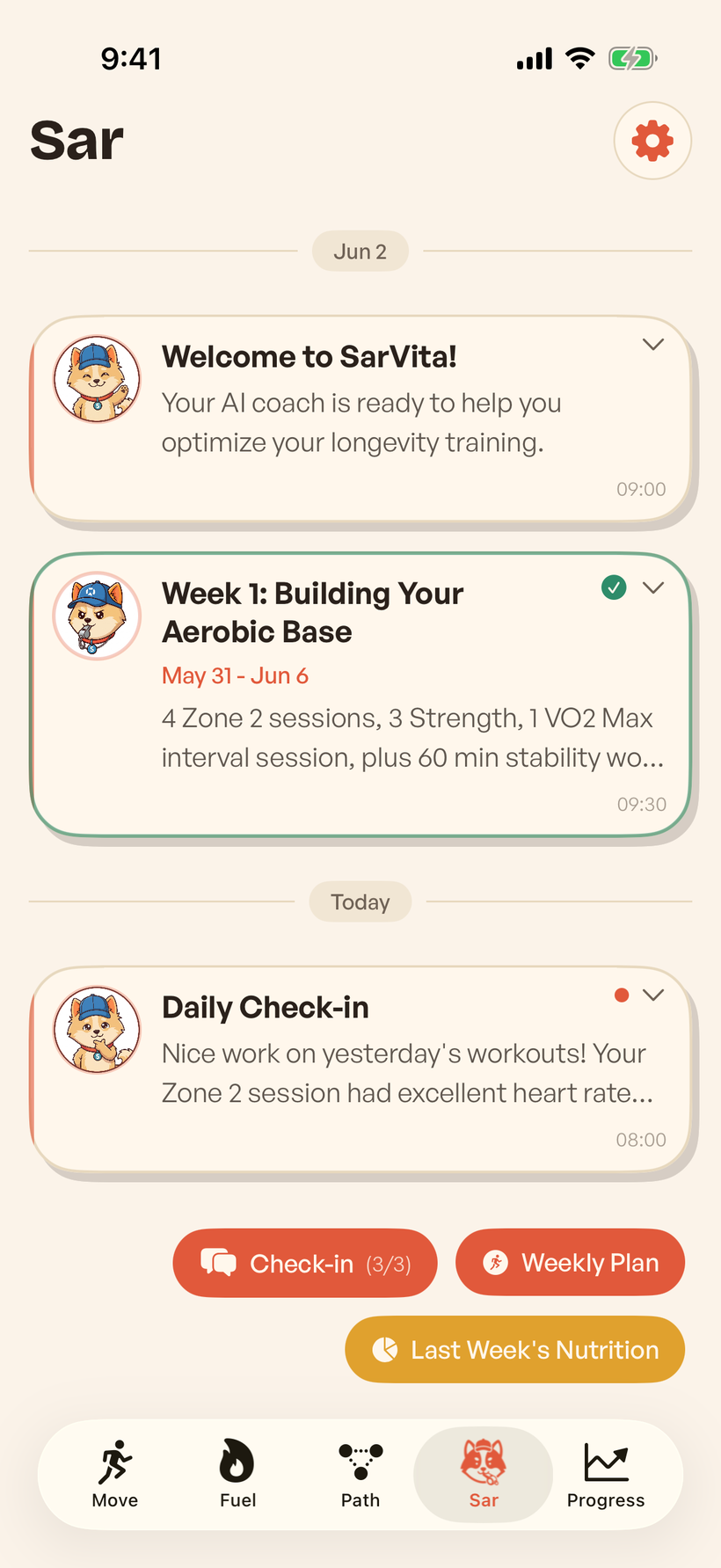 Sar — your AI coach chat in Sarvita